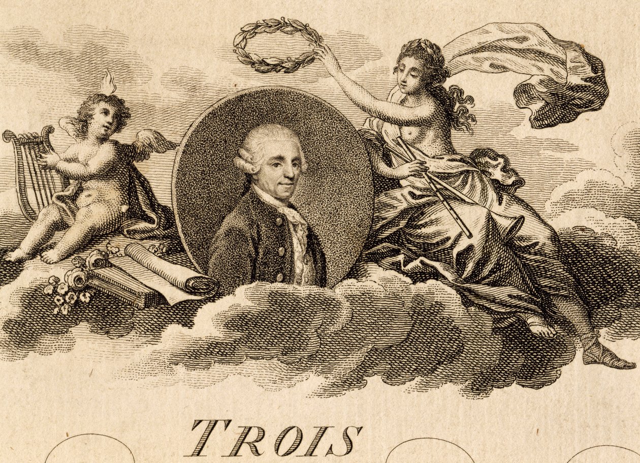 Alegorie Franze Josepha Haydna (1732-1809) na titulní straně partitury pro Tři kvartety, Opus 75, Kniha I od Unknown artist