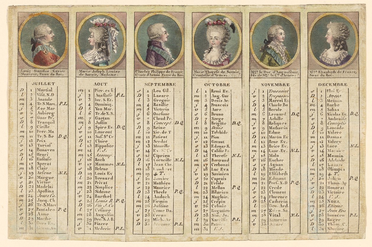 Almanach na druhou polovinu roku 1792 od Unknown artist