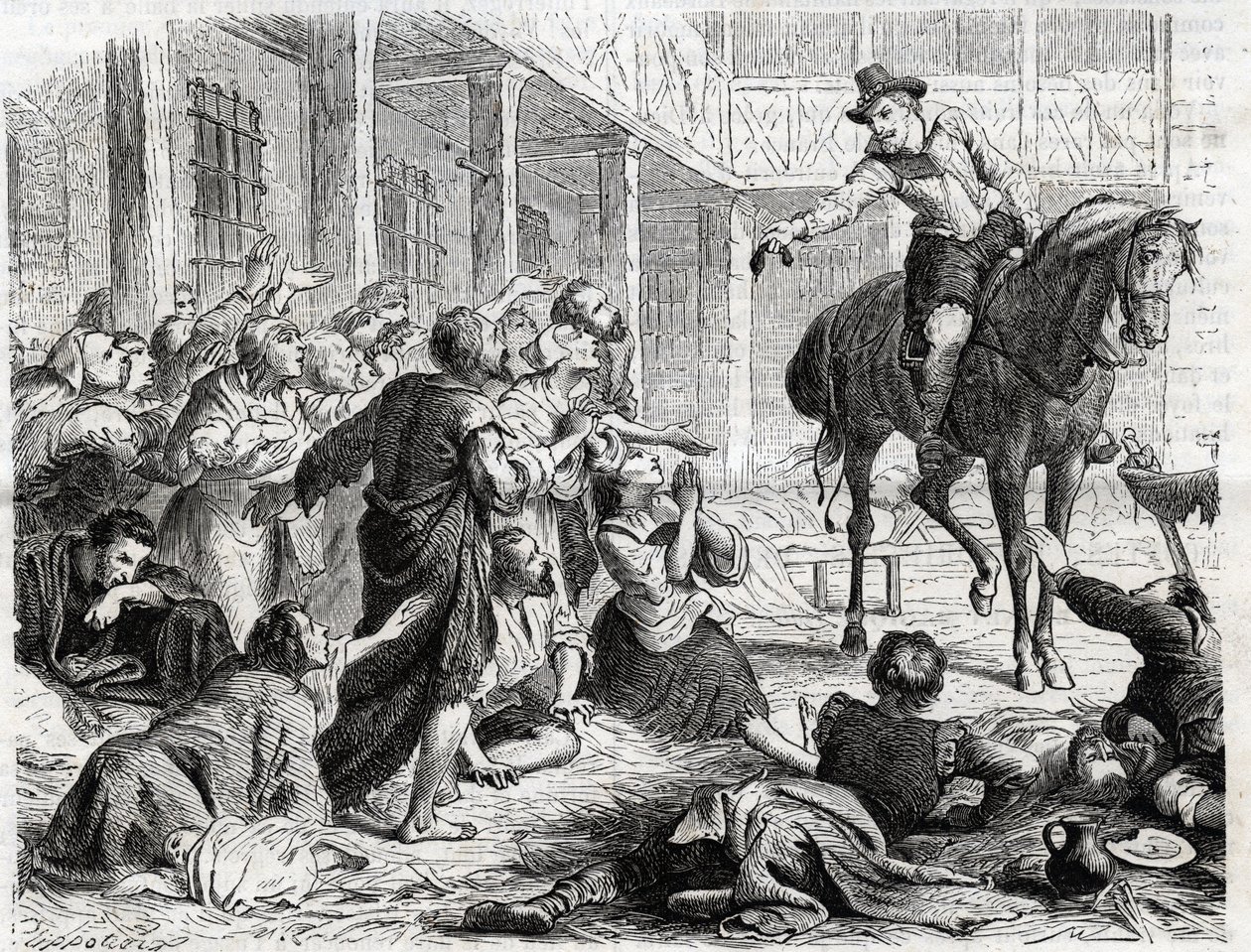 Alphonse (Alfonso Gieronimo) od Ornana 1548-1610 během moru v Bordeaux 1604 - rytina z roku 1860 od Unknown artist