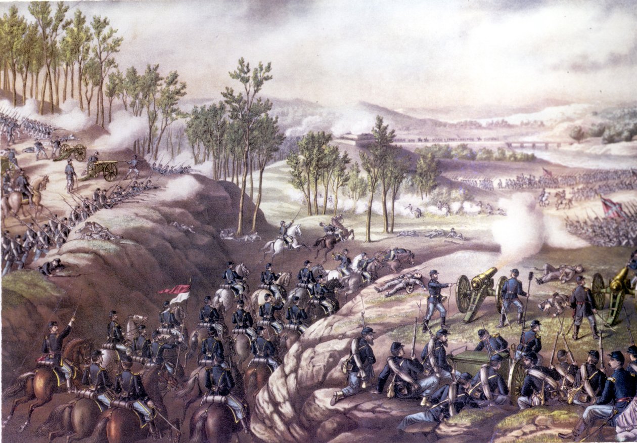 Americká občanská válka (1861 - 1865): Bitva u Resaca (Gruzie) 13.-15. května 1864. Rytina 19. století. od Unknown artist