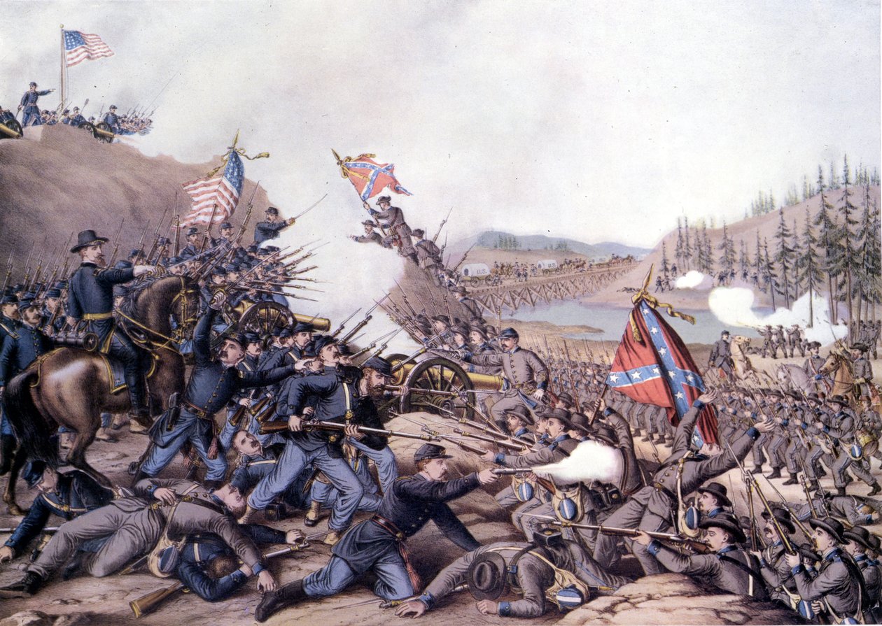 Americká občanská válka (1861 - 1865): Druhá bitva o Franklin (Tennessee) 30. listopadu od Unknown artist