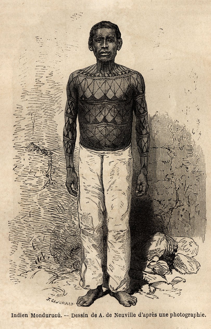Indián Mondurucu (nebo Mundurucu), kmen státu Para, v oblasti řeky Tapajos od Unknown artist