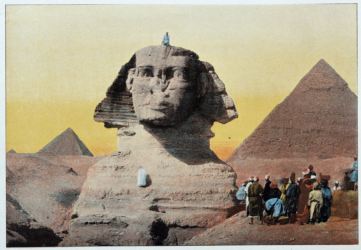 Starověký Egypt: sfinga a pyramidy v Gíze (Gizeh, Gíza, Gíza, Gíza). Konec 19. století. od Unknown artist