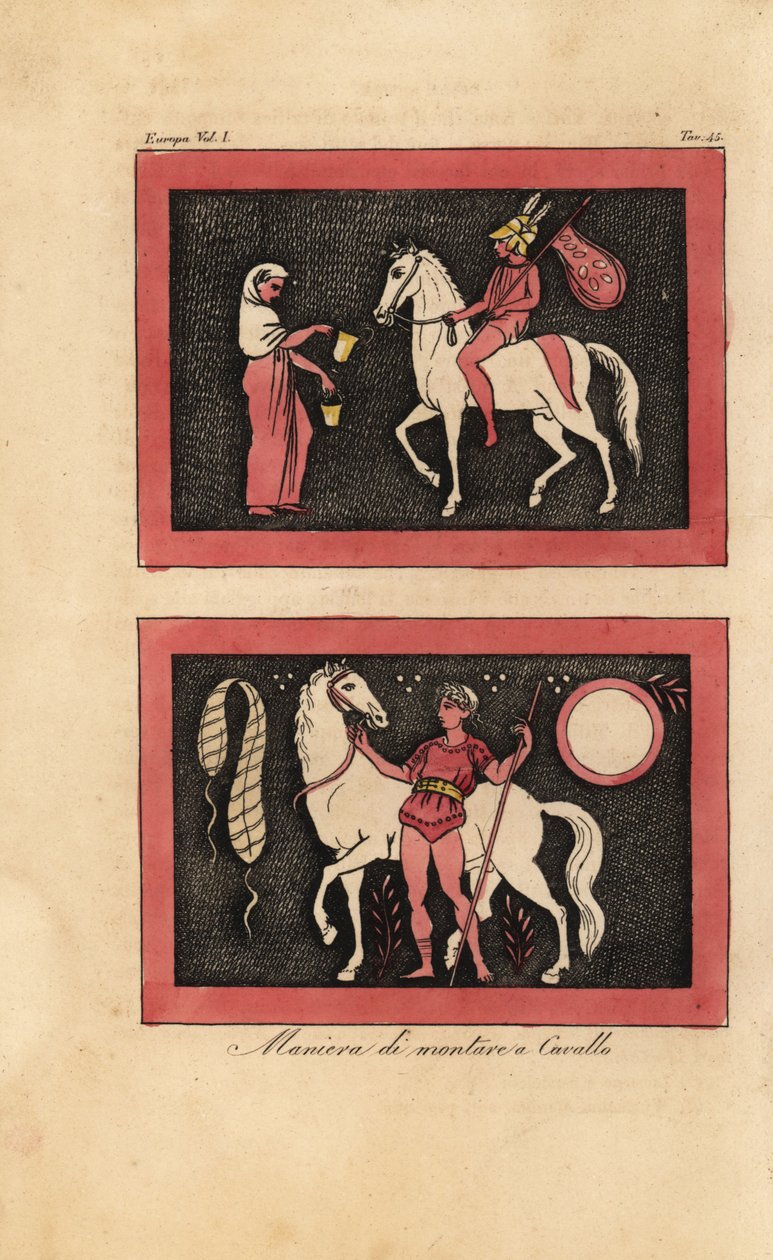 Starověký řecký způsob jízdy na koni bez sedla od Unknown artist
