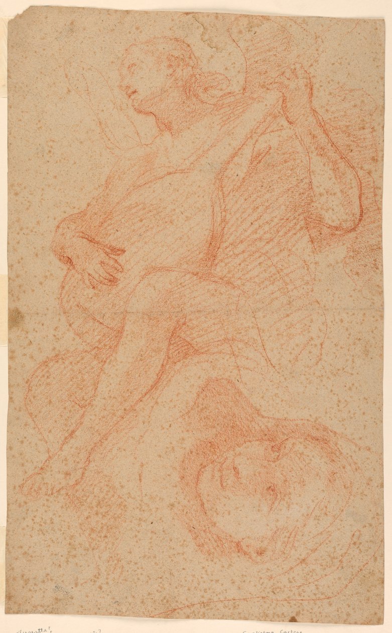 Anděl hrající na loutnu; Verso Andělé s křížem od Unknown artist