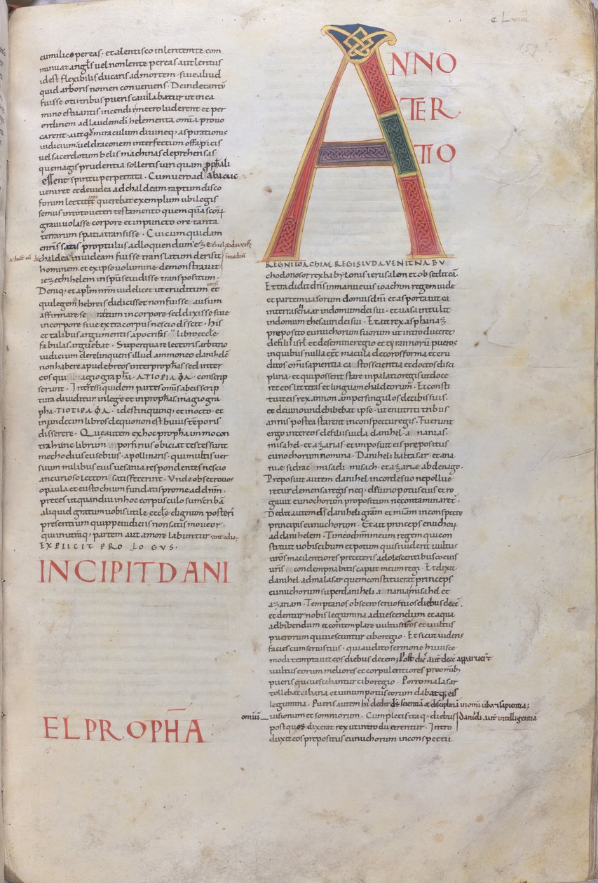 Anno tertio: Incipit Daniel Propha.Incipit knihy proroka Daniela, 11. století (miniatura, blánový rukopis) od Unknown artist