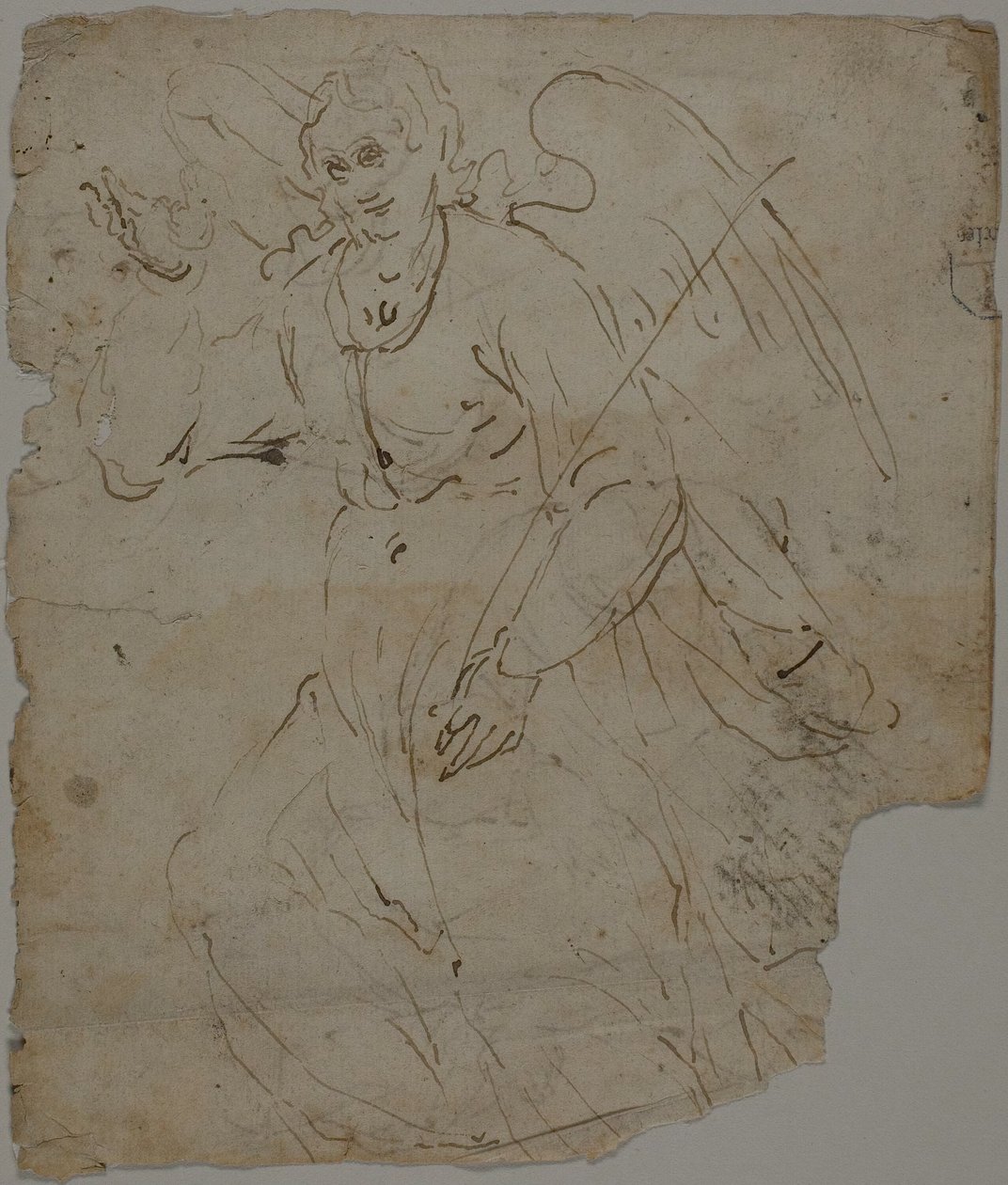 Zvěstovaný anděl (recto); náčrtky sedící postavy a horní části a pravé ruky Zvěstovaného anděla (verso) od Unknown artist