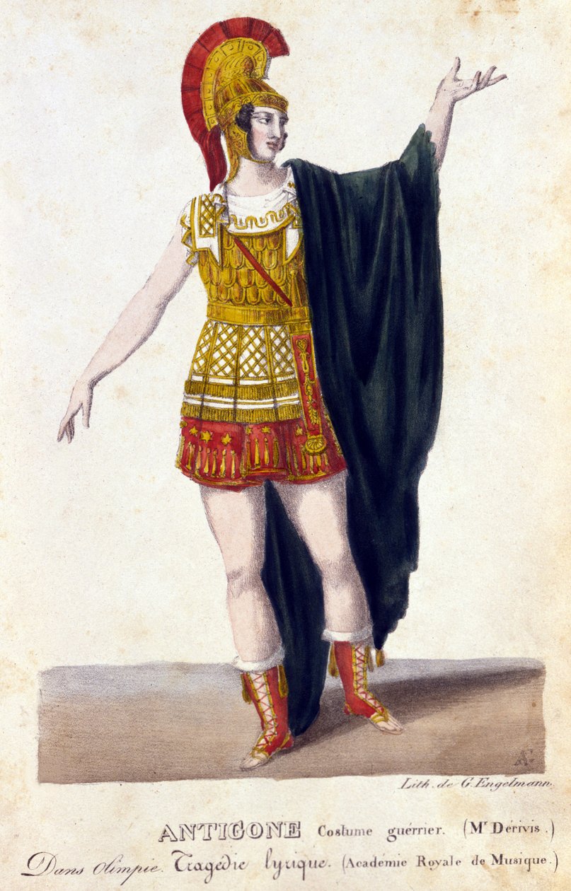 Kostým bojovníka Antigona. 18. století rytina. od Unknown artist