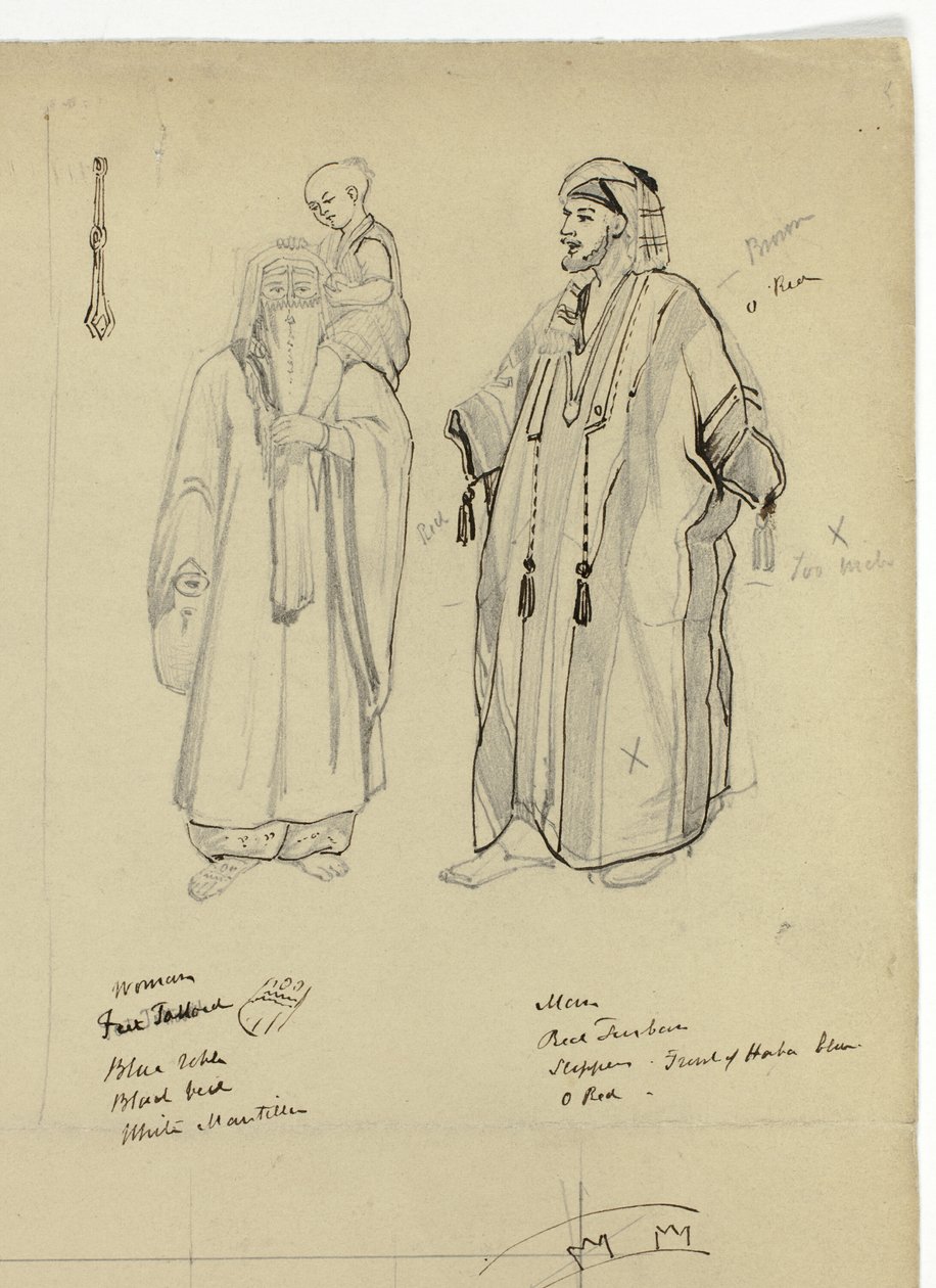 Arabský muž, žena a dítě od Unknown artist