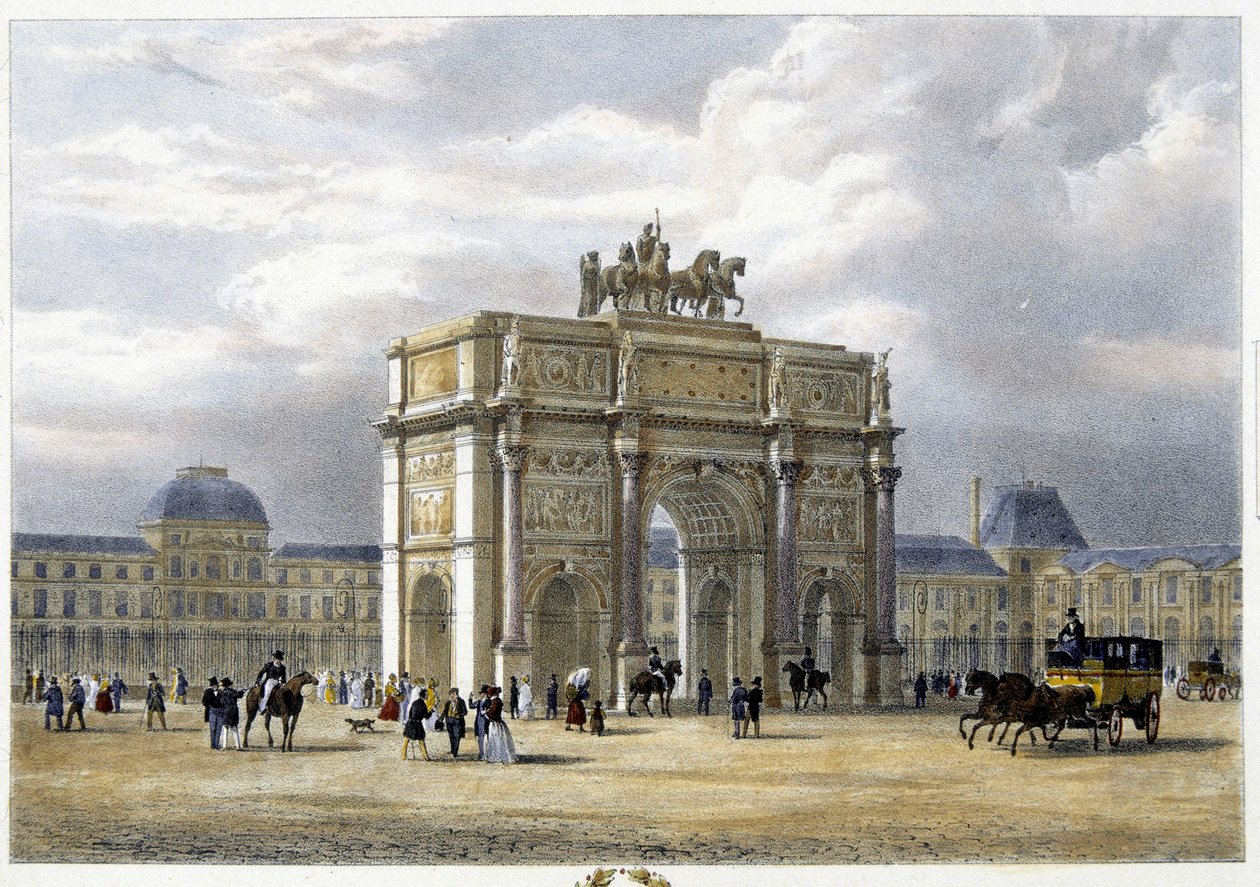 Arc de Triomphe du Carrousel - litografie, cca 1830 od Unknown artist