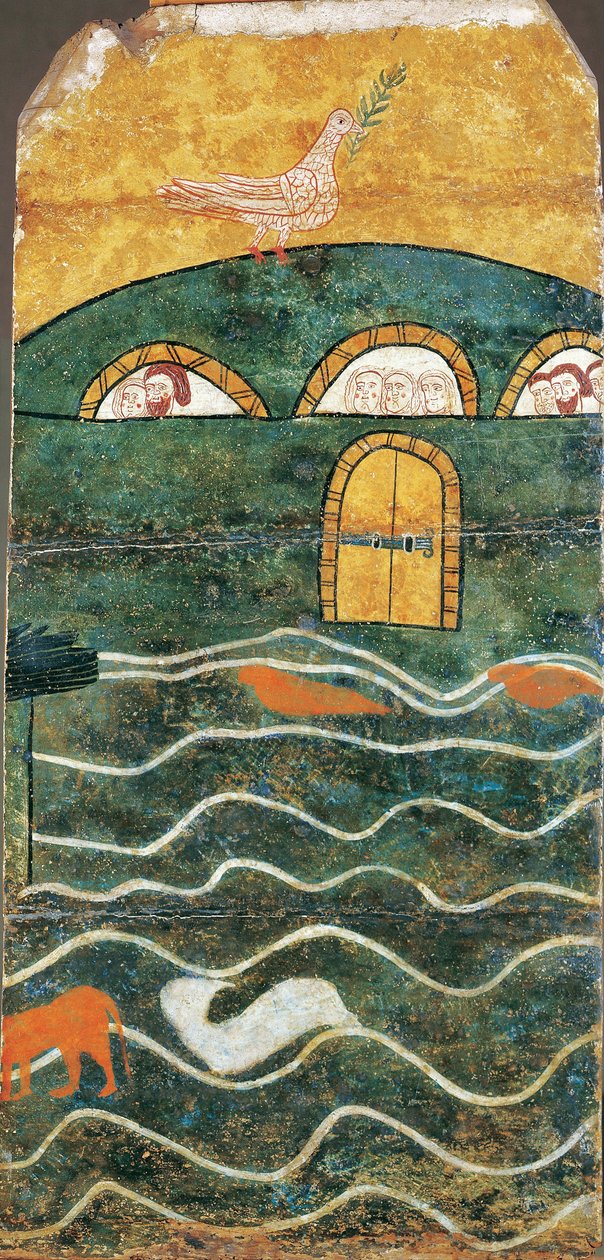Arche de Noe - Noemova archa, Anonym. Tempera na panelu, rozměr: 108x52, konec 13. stol., Museo de Bellas Artes de Bilbao od Unknown artist