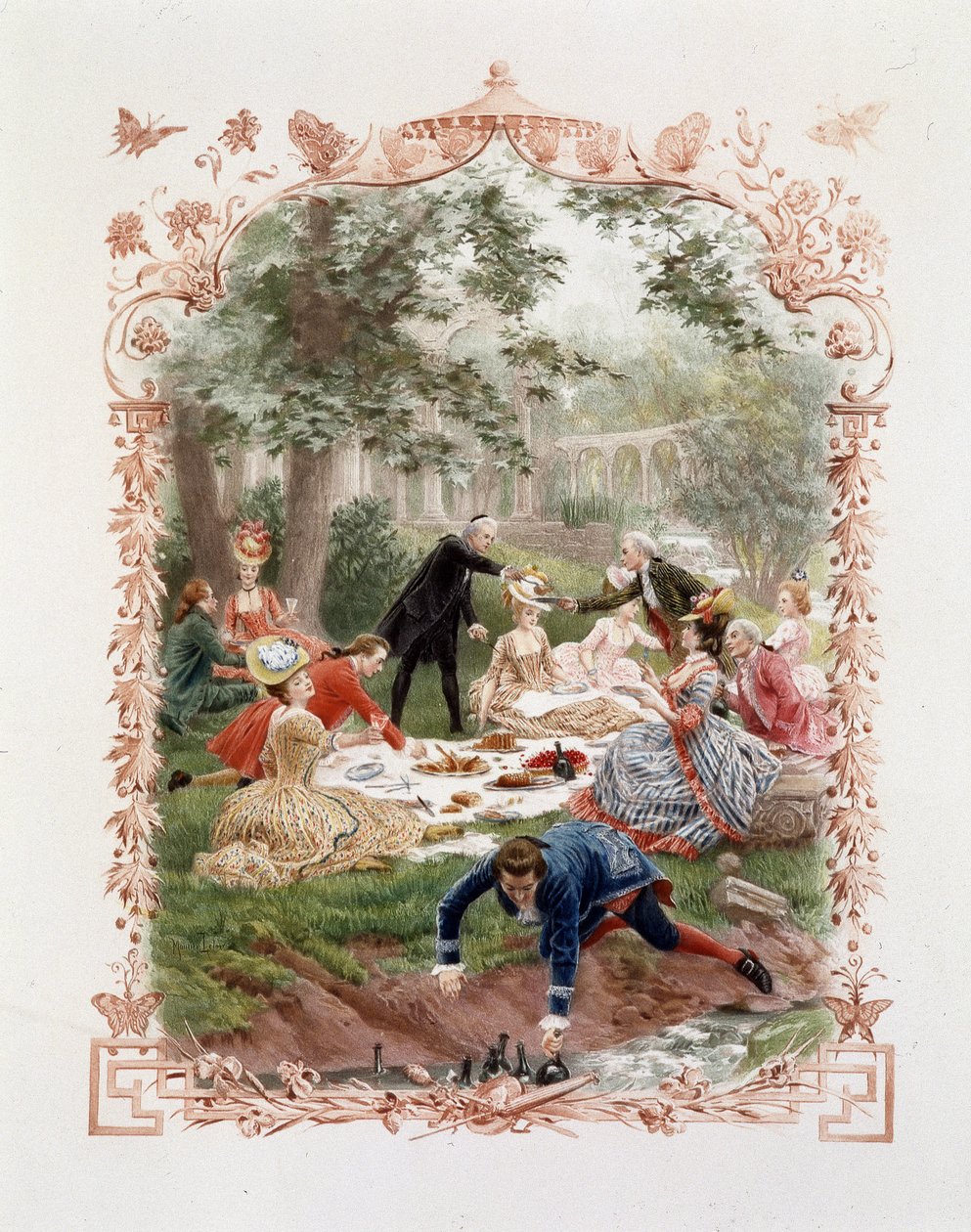 Aristokratský piknik v zahradách zámku ve Versailles od Unknown artist