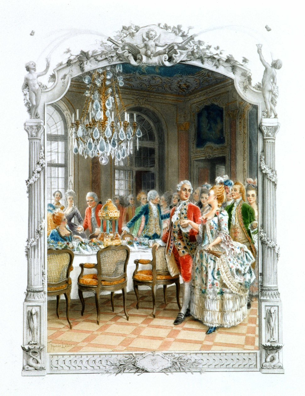 Aristokraté u stolu v 17. století - v „Kvalitní ženě v minulém století““ od Unknown artist