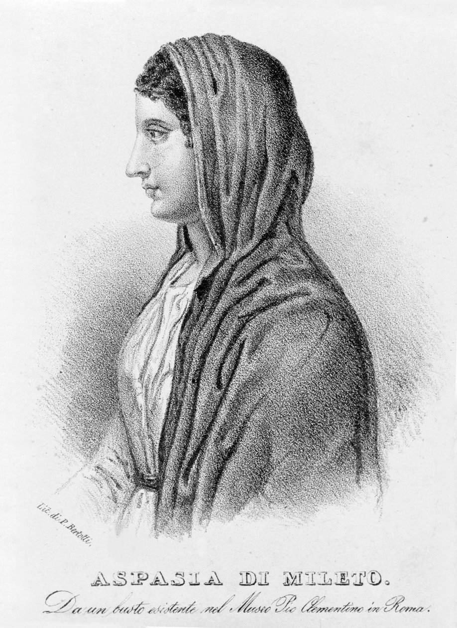 Aspasia z Milétu, milenka Perikla. Litografie Bertottiho. 19. století. od Unknown artist