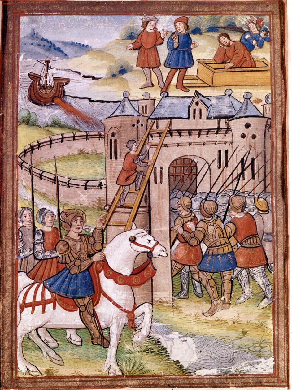 Útok na hrad. Epizoda 100leté války. Rukopis 16. století. Victoria and Albert Library, Londýn. od Unknown artist