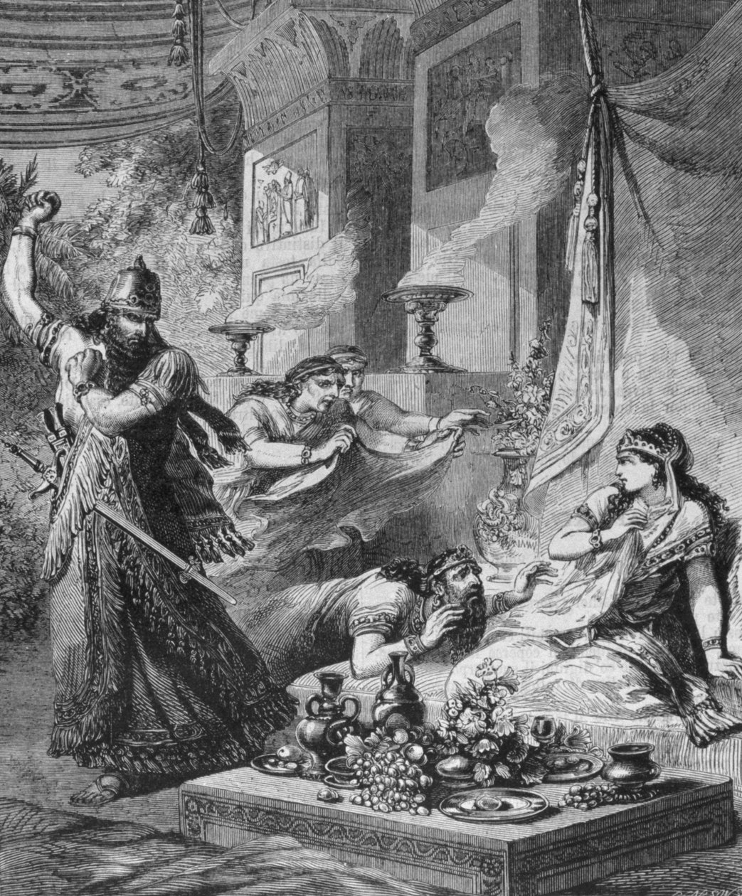 Assuerus 1er (Xerxes 1er) objeví Amana (Hamana) u nohou Esther. od Unknown artist