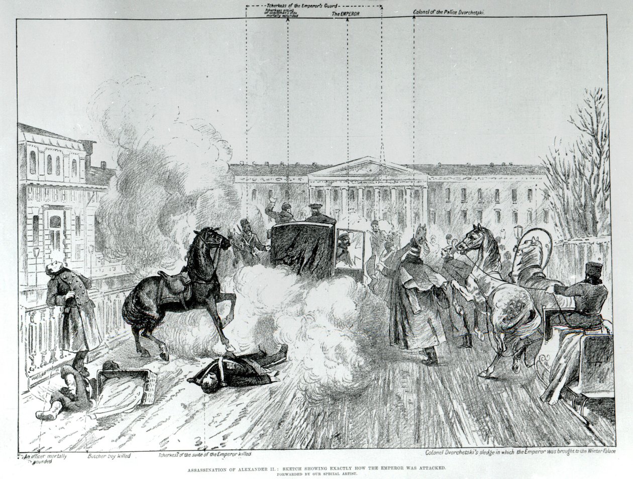 Útok na cara Alexandra II. (1818 - 1881) v roce 1881. od Unknown artist