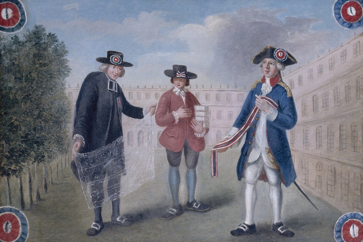 Aux trois ordres. Nápis pro obchodníka s kokardami v Palais-Royal. Palais-Royal od Unknown artist