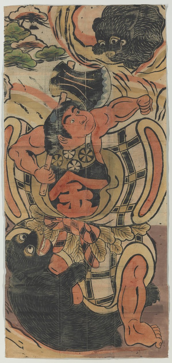 Banner zobrazující Kintaro bojující s medvědy od Unknown artist