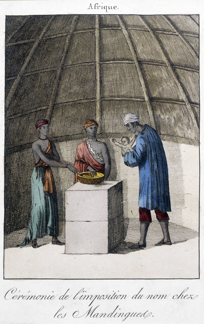 Křest v Mandingues (Mali?) v Africe - rytina od Unknown artist