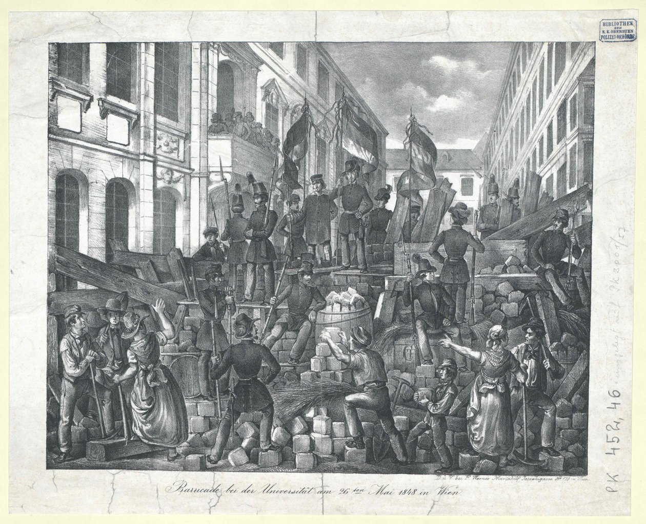 Barikáda na univerzitě 26. května 1848 ve Vídni od Unknown artist