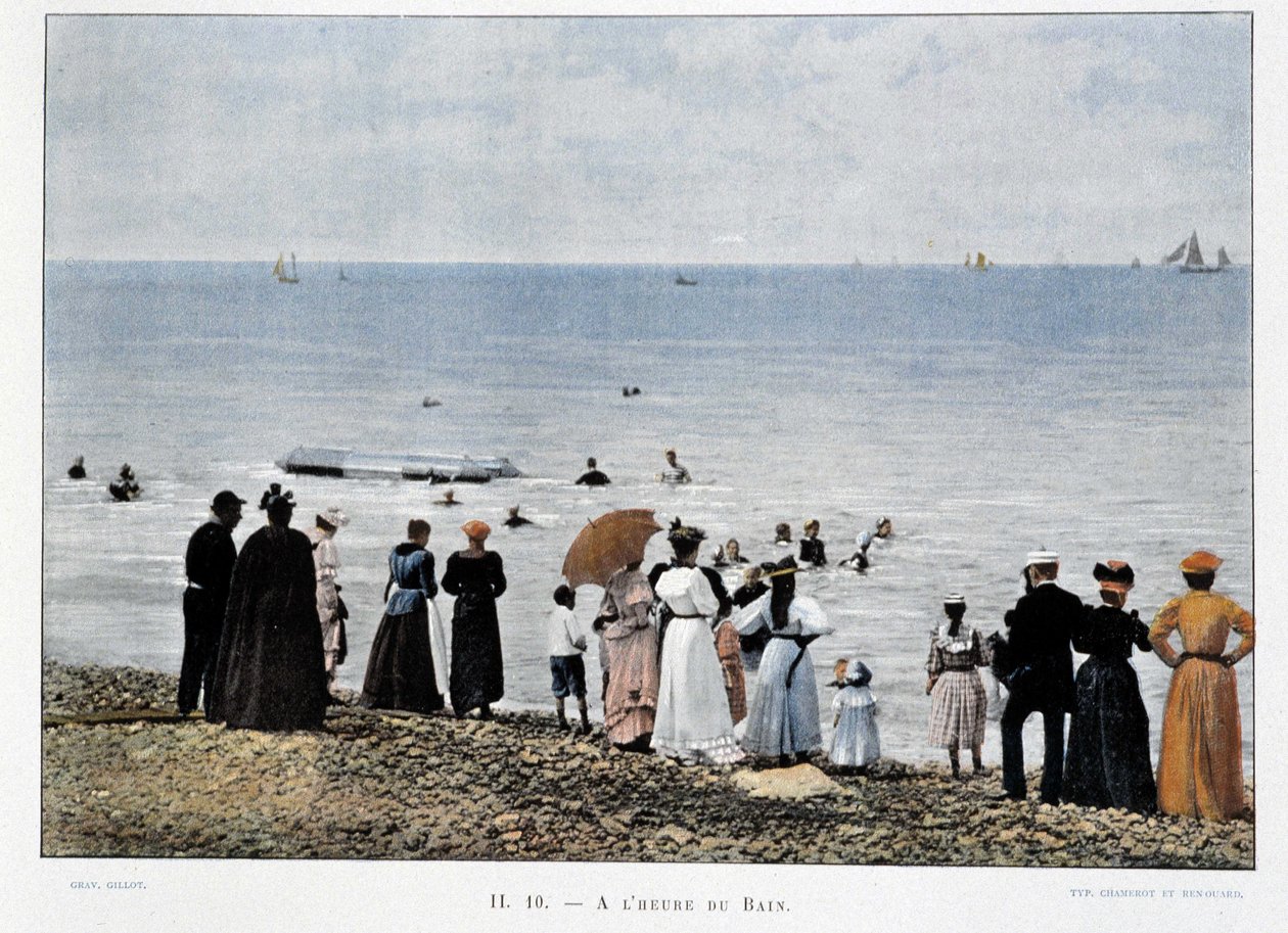 Koupání na plážích Atlantiku, konec 19. století od Unknown artist