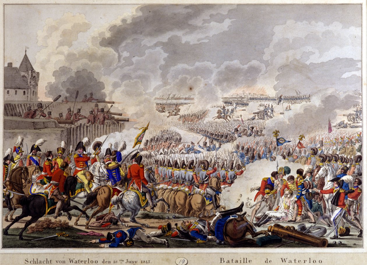 Bitva u Waterloo dne 18. června 1815. rytina 19. stol od Unknown artist