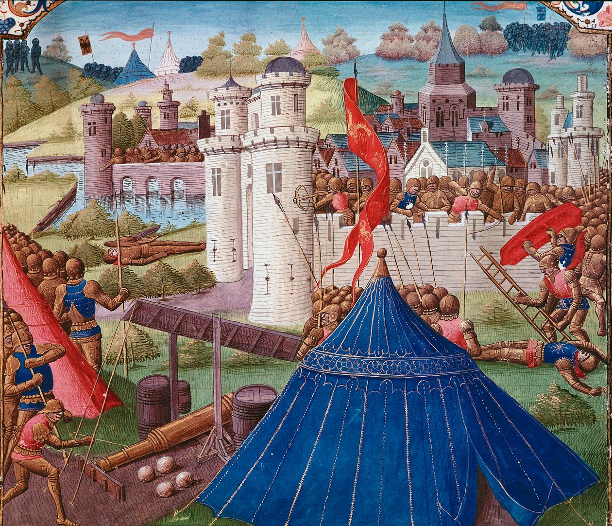 Bitevní scéna, miniatura Kartága z „“římské historie““ (Ad urbe condita) od Tite Live (59 př. nl-17 n. l.) (Titus Livius), přeložil Pierre Bessuire 1450-1500 Chantilly, Musee Conde od Unknown artist