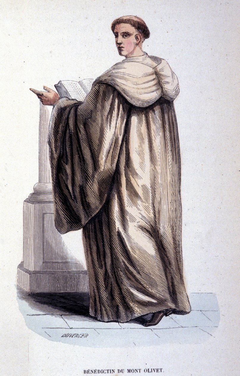 Benediktin du Mont Olivet. Rytina z alba o řeholních řádech, Paříž od Unknown artist