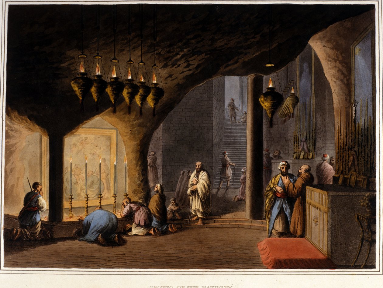 Betlém (Západní břeh Jordánu): Jeskyně Narození Páně. 19. století. od Unknown artist