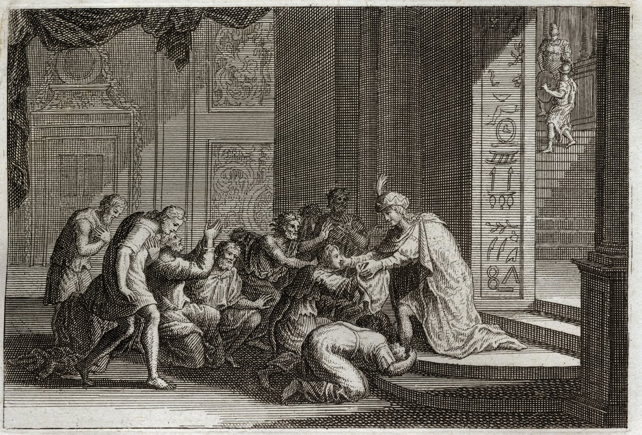 Bible of Royaumont, Starý zákon: Josefa uznávají jeho bratři. Ilustrace z roku 1811. od Unknown artist