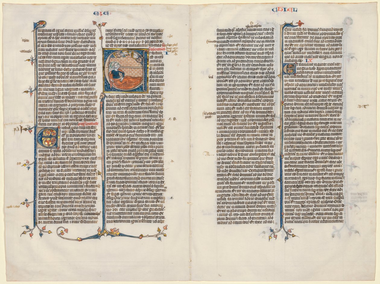 Bifolium z Bible: Počáteční E[t factum est] s Ezechielem od Unknown artist
