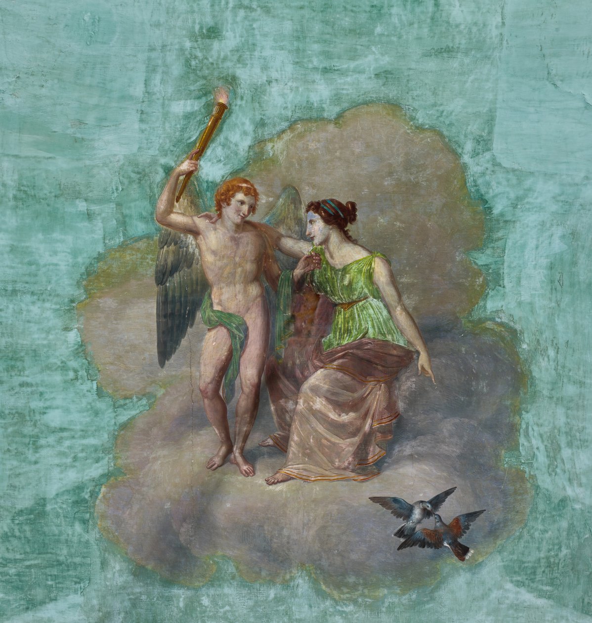 Ptáci a Cupid a Psyche, detail 3743687 (freska) od Unknown artist
