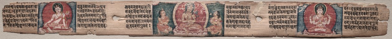 Bódhisattva Manjushri se dvěma formami Avalokiteshvara: Folio 348 (recto), z Gandavyuha-sutry (Písmo Nejvyšší řady) od Unknown artist