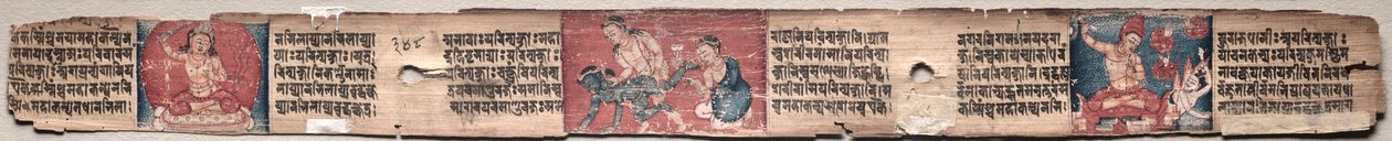 Bódhisattva Samantabhadra čistí cestu k osvícení s Manjushri: Folio 348 (verso), z Gandavyuha-sutry (Písmo Nejvyšší řady) od Unknown artist