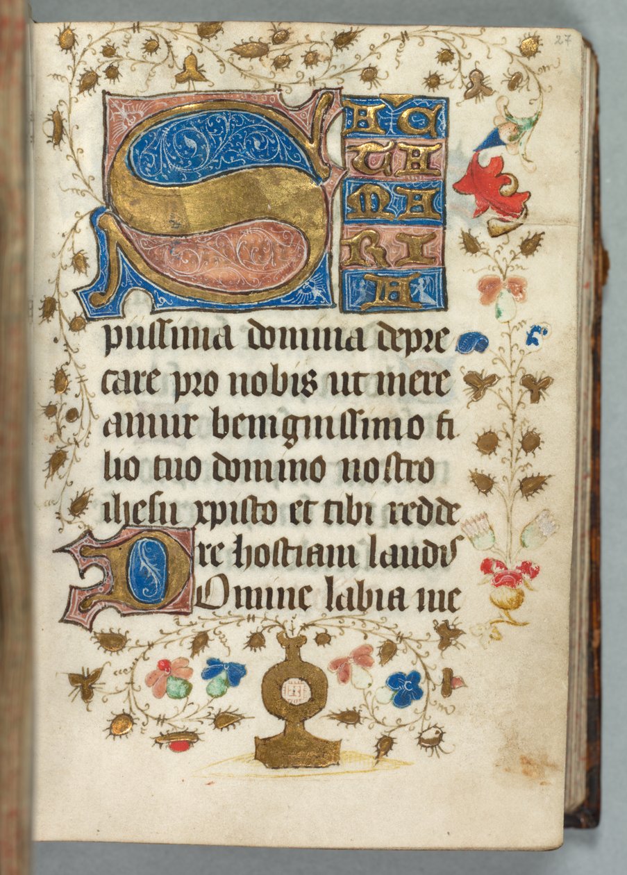 Kniha hodin (Využití Metz): Fol. 27r, Zdobené iniciály od Unknown artist