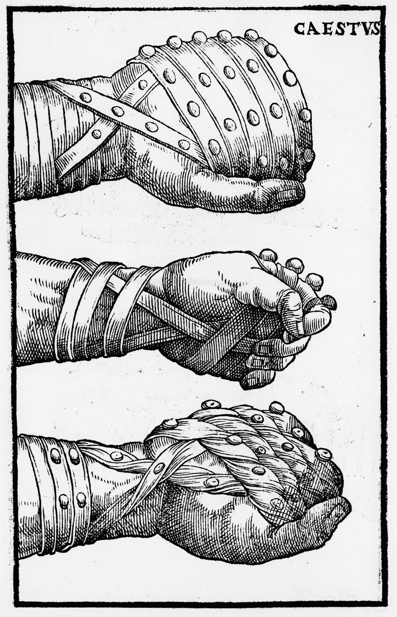 Boxerské rukavice - v "Jerome Mercurialis de Arte Gymnastica", edice Benátky od Unknown artist