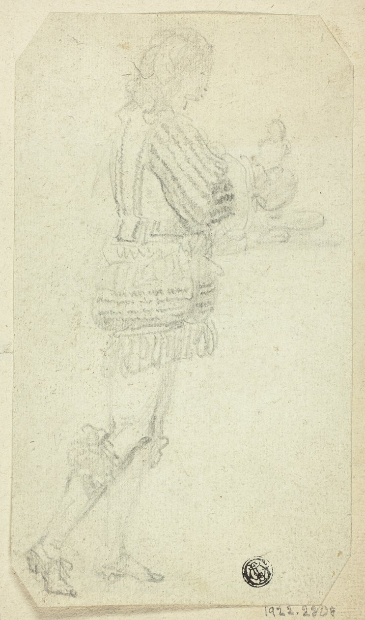 Chlapec v historických šatech nesoucí předmět od Unknown artist