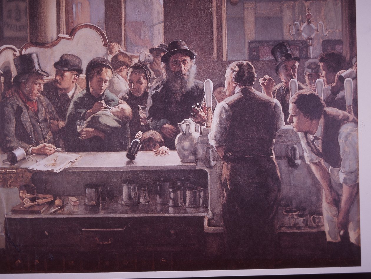Britská hospoda podávající nápoje (color litho) od Unknown artist