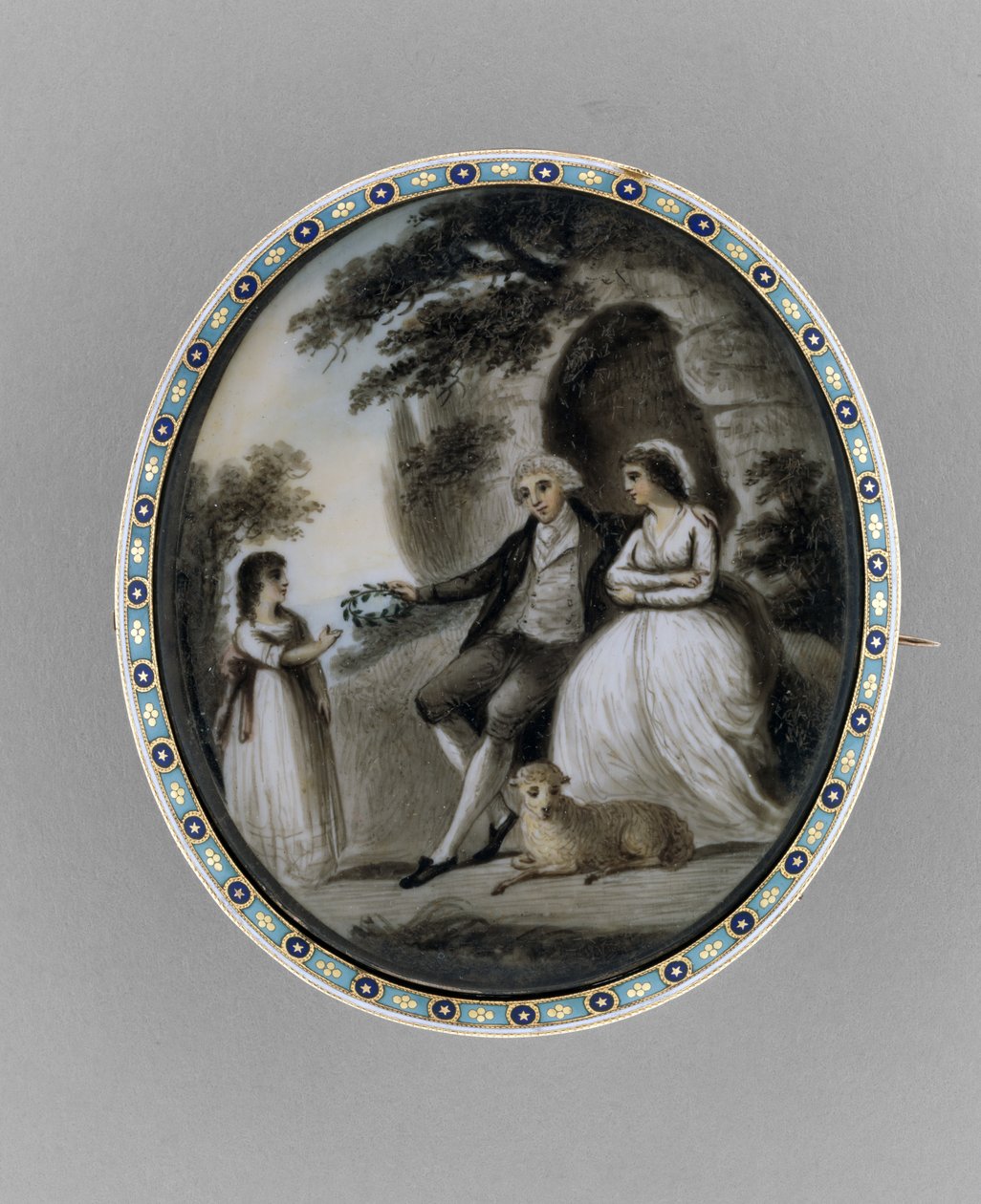 Brož, cca 1800 (sépie na slonovině, vlasy, smalt od Unknown artist