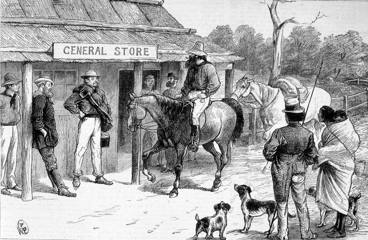 Bush shop v Austrálii, cca 1880. od Unknown artist