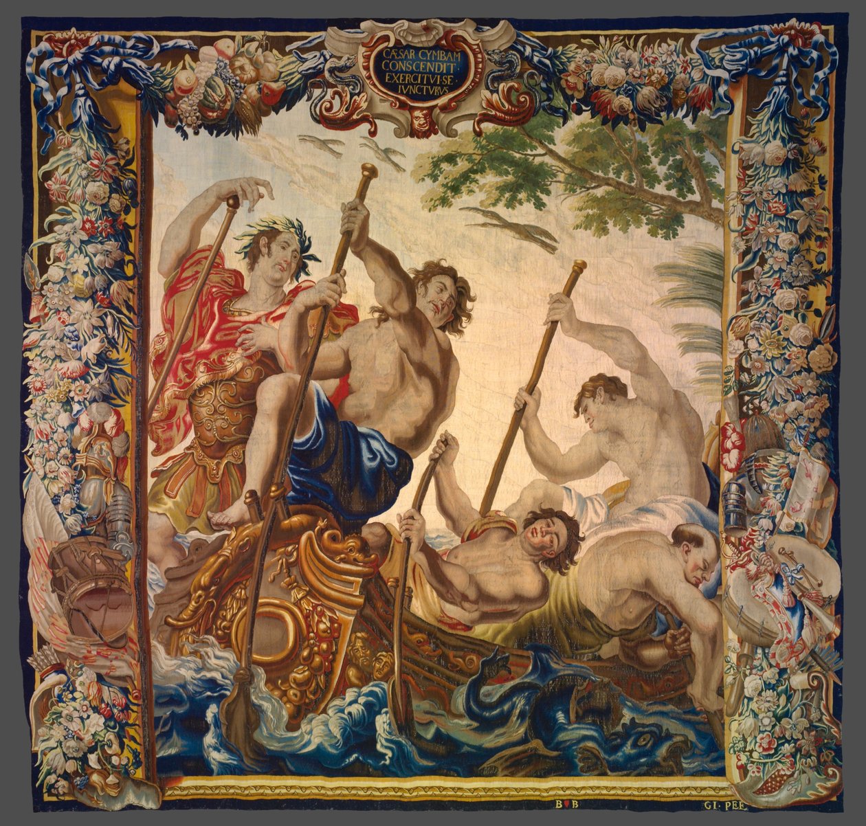 Caesar se vydává na lodi ke své armádě z knihy Příběh Caesara a Kleopatry od Unknown artist