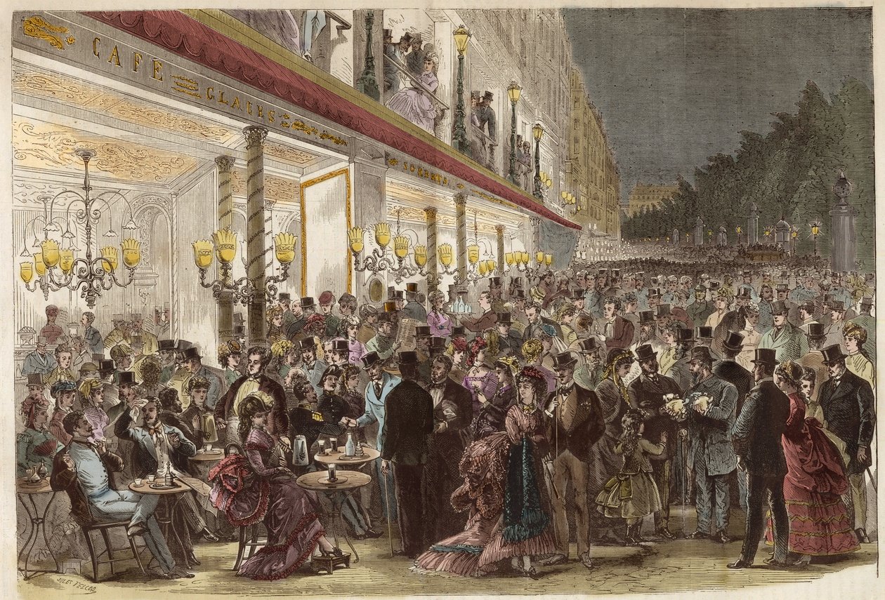 Kavárna na Grands Boulevards za letního večera 1869 - Paříž - Kavárna na Grands Boulevards za letního večera - 1869 od Unknown artist