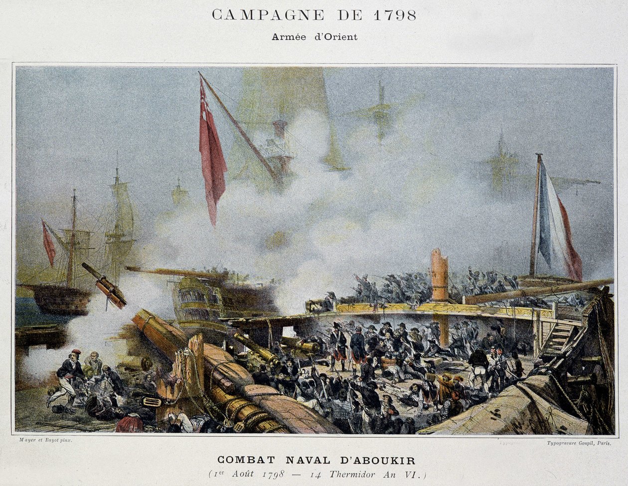 Kampaň (expedice) do Egypta (1798-1801): Bitva u Aboukiru - v „“Námořních bitvách Napoleona““ od Unknown artist