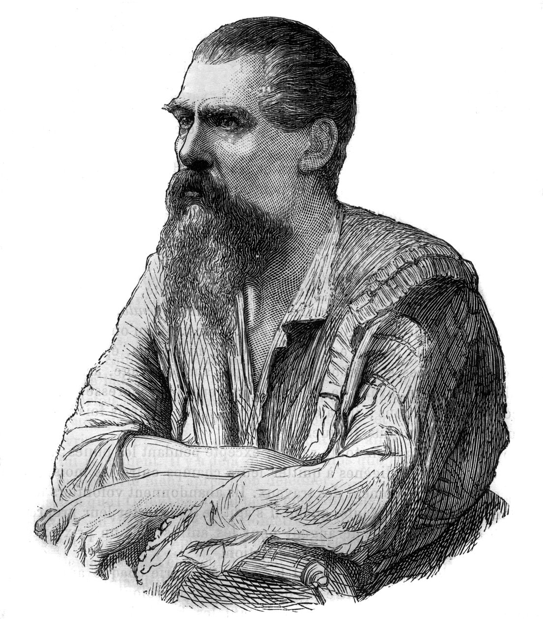 Kapitán Richard Burton, britský cestovatel, spisovatel, voják a diplomat - Portrét britského průzkumníka, spisovatele a lingvisty Sira Richarda Francise Burtona (1821-1890) - Rytina do „“ Malebné historie velkých cest v devatenáctém století““. 1877 od Unknown artist