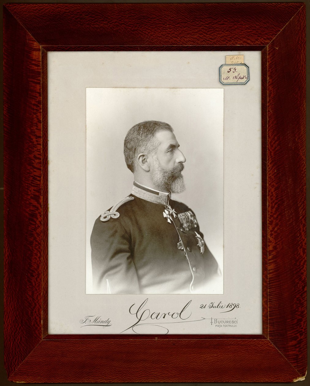 Carol Ier ou Charles Ier - Portrét krále Carola I. Rumunska (1839-1914), Anonym. Stříbrná želatinová fotografie od Unknown artist