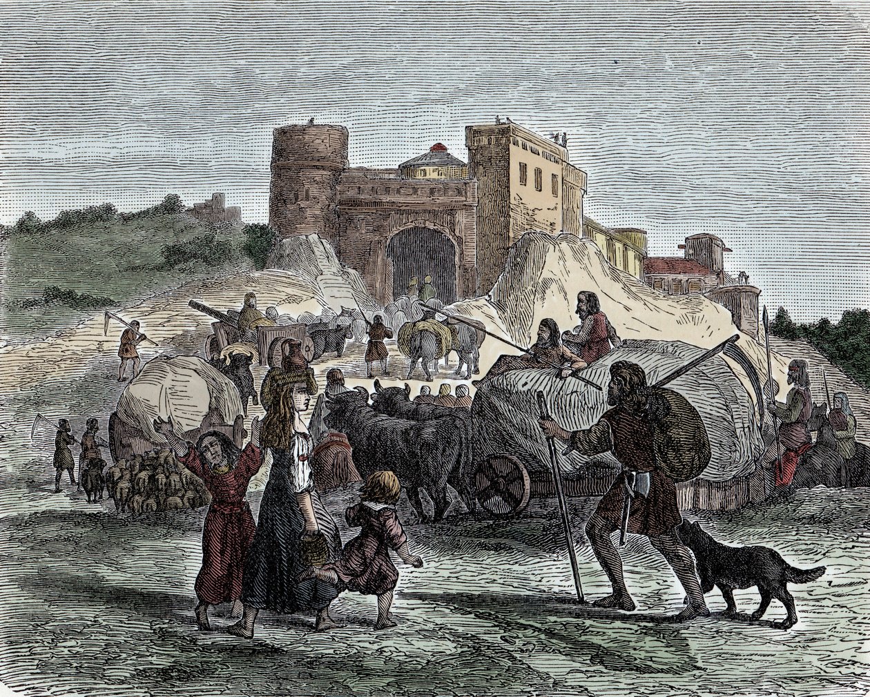 Keltové ve službách jejich náčelníků - keltská civilizace, doba železná: Keltové přinášejí své obětiny k rituálním obětem od Unknown artist
