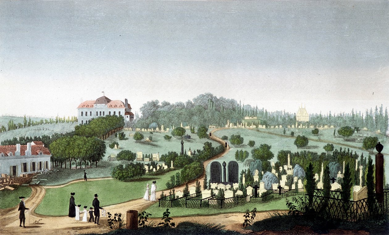 Hřbitov Père Lachaise, cca 1820 – v „“Vues de Paris”” od Courvoisiera od Unknown artist