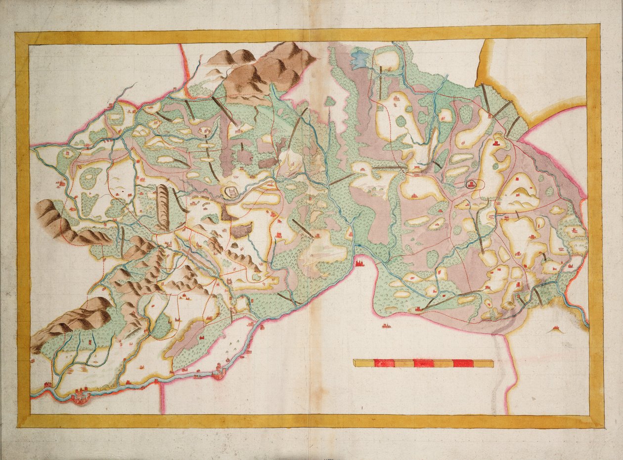 Mapa Leix a Offaly, Irsko, asi 1590 (papír, plátno) od Unknown artist