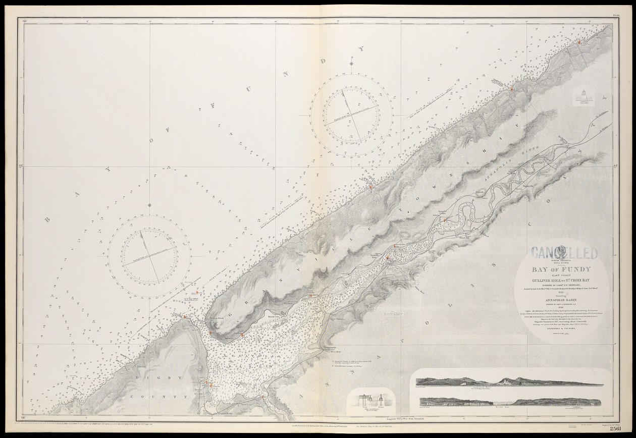 Mapa Nova Scotia, Bay of Fundy, Gullivers Hole to St Croix Bay, poprvé vydaná 10. února 1858 od Unknown artist